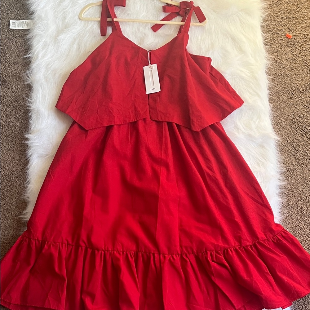 Ecléct Stylish Red Midi Dress